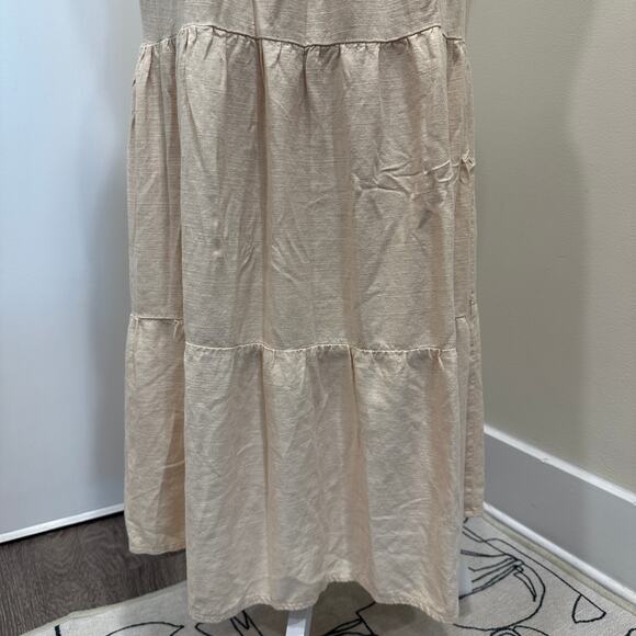 Wildfox Beige Louisa Tiered Maxi Skirt Linen Blend Boho Cottage Peasant Prairie - Picture 5 of 10